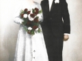 Landbrugsmedhjælper, senere arbejdsmand i Vind by, Børge Thusgaard Mathiasen (1931-2006) og Mariane Bierg Kristensen (1933-2014) fotograferet på deres bryllupsdag i 1951.