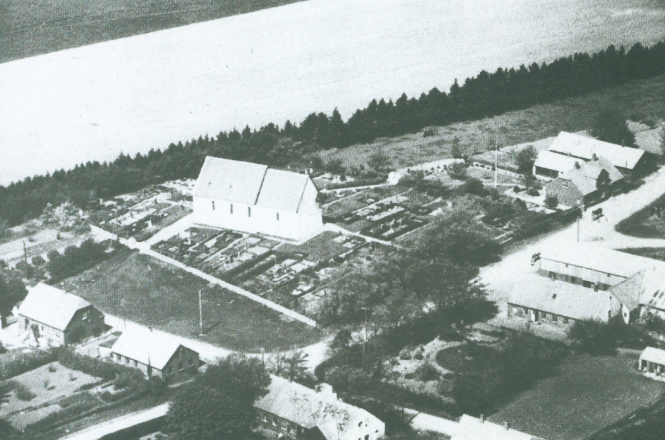 Vind Kirkeby fotograferet fra oven omkring 1938.