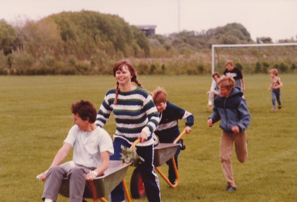 Trillebør-væddeløb ved sportsfesten i Vind i 1984.