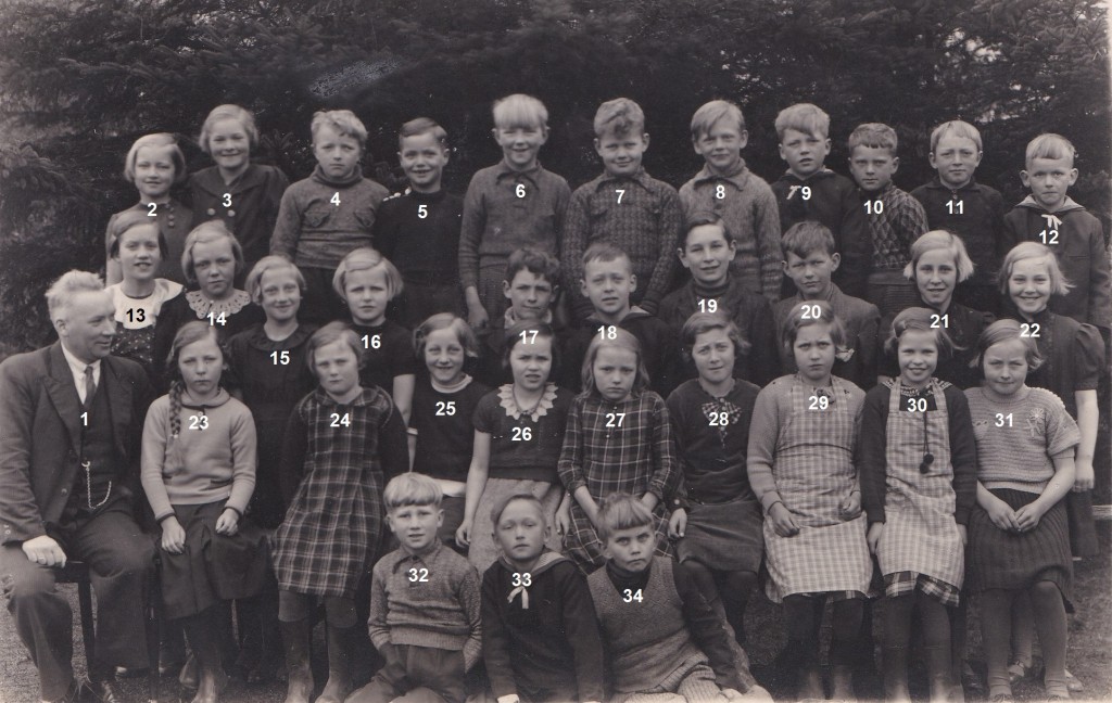Første billede fra Vind Skole, slutningen af 1930'erne. Klik på billedet for at se det i stort format.