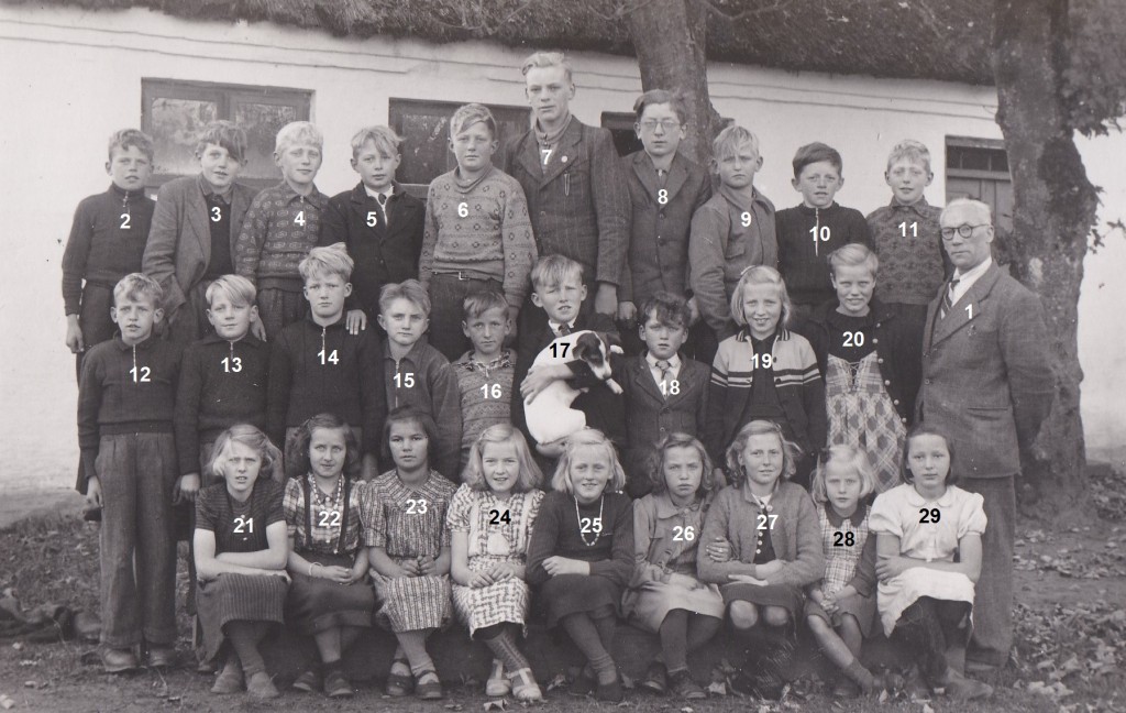 Tredje billede fra Vind Skole, slutningen af 1940'erne. Klik på billedet for at se det i stort format.