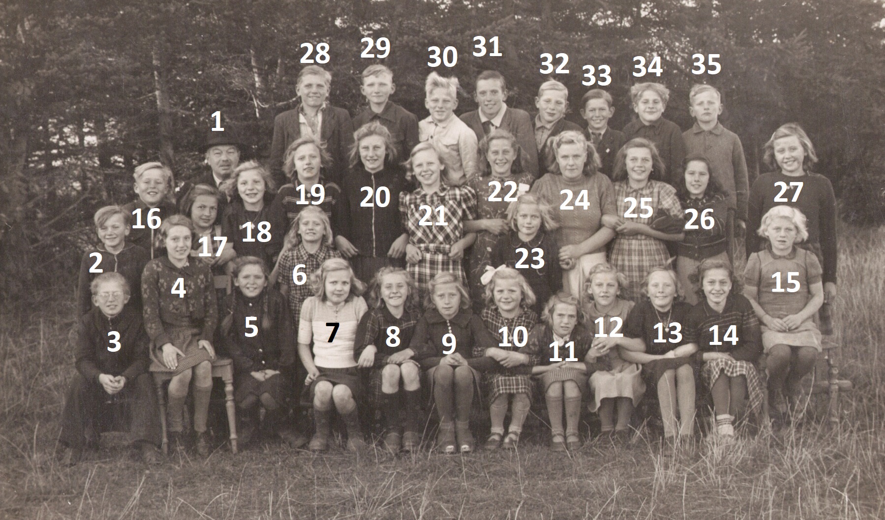 Agerfeld Skole, midten af 1940'erne. Klik på billedet for at se det i større format. 