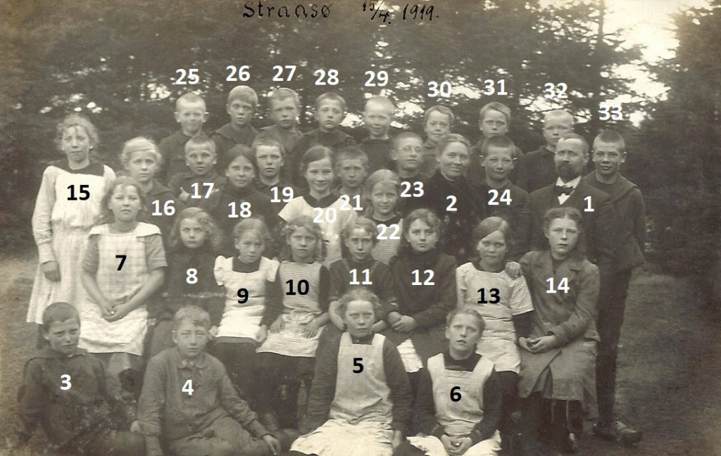 Stråsø Skole, foråret 1919.